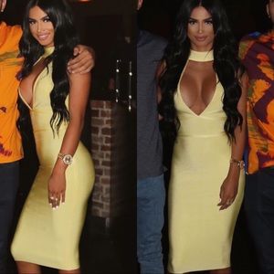 MISTRESS ROCKS PASTEL ELLOW FIRELIGHT DRESS  XS